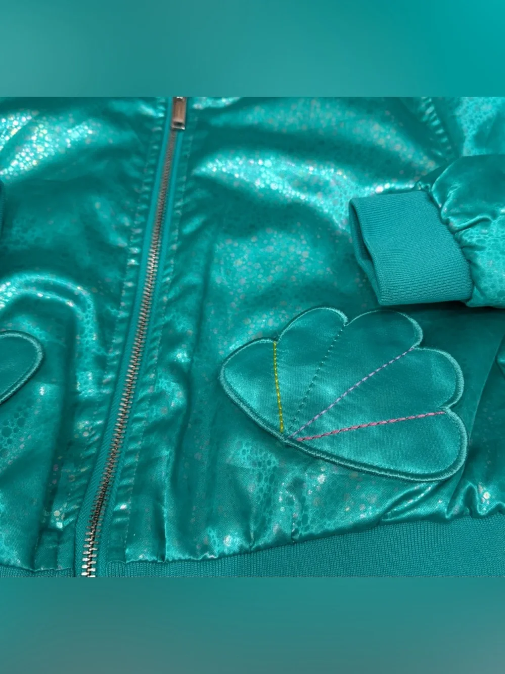 Disney Store Girl Princess‎ Ariel Mermaid Jacket Full Zip Green Size 7-8